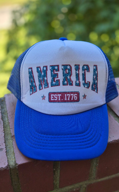America Est 1776 Trucker Hat | Red White Blue Snapback