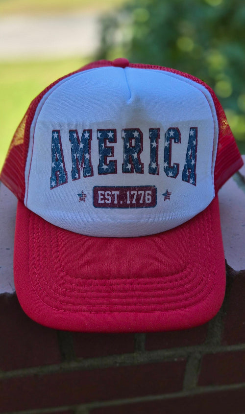America Est 1776 Trucker Hat | Red White Blue Snapback